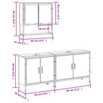 vidaXL Ensemble de meubles salle de bain 3 Pièces noir bois d'ingénierie