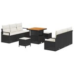 vidaXL Ensemble de canapé de jardin 9 Pièces Noir Poly rotin
