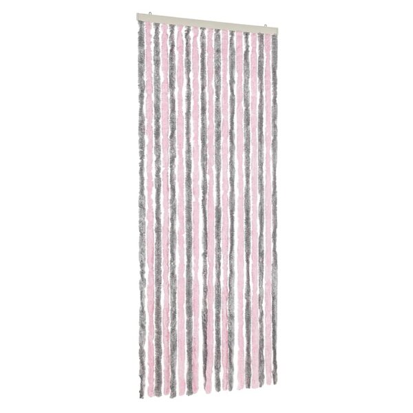 vidaXL Rideau anti-mouches gris argenté et rose 56x185 cm chenille