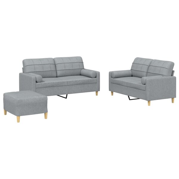 vidaXL Ensemble de canapés 3 Pièces coussins gris clair tissu