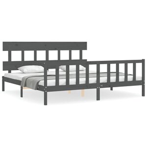 vidaXL Cadre de lit sans matelas gris 200x200 cm bois massif de pin