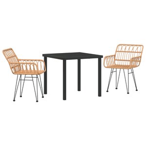 vidaXL Ensemble de dîner de jardin 3 pièces en rattan poly brown