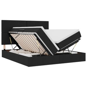 vidaXL Lit de Rangement avec tête de lit Noir 180 x 200 cm Tissu
