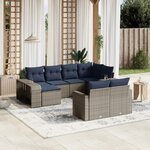 vidaXL Salon de jardin 10 Pièces avec coussins gris résine tressée