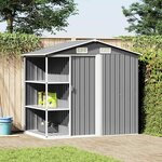 vidaXL Abri de jardin avec étagère Gris 205x130x183 cm Fer
