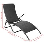 vidaXL Chaise longue pliable résine tressée noir