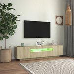 vidaXL Meuble TV avec lumières LED Chêne sonoma 160x35x40 cm