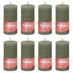Bolsius Bougies pilier rustiques Shine 8 Pièces 100x50 mm Vert olive