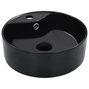 vidaXL Lavabo avec trop-plein 36x13 cm Céramique Noir