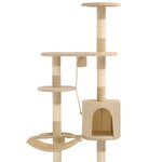 vidaXL Arbre à chat avec griffoirs en sisal Montage mural 194 cm Beige