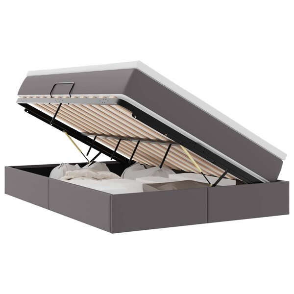 vidaXL Lit avec rangement et matelas Gris 140 x 200 cm Simili cuir