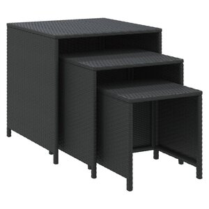 vidaXL Tables gigognes 3 Pièces noir résine tressée