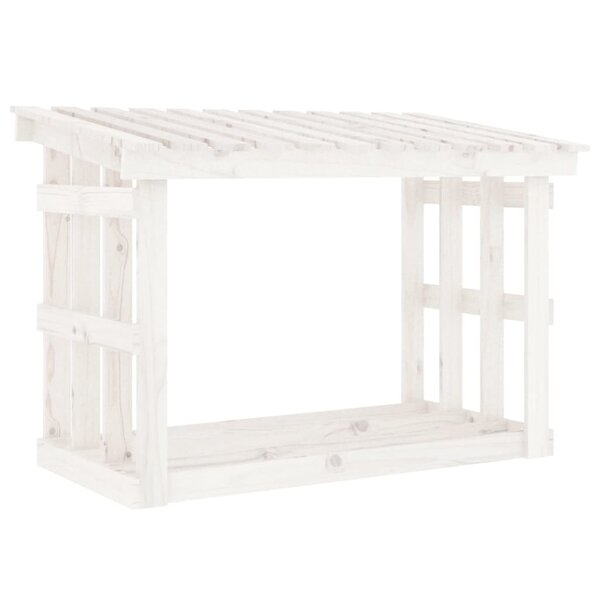 vidaXL Support pour bois de chauffage Blanc 108x64 5x77 cm Bois de pin