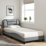 vidaXL Lit avec matelas Hvar gris clair 90x190 cm tissu