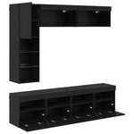 vidaXL Meuble TV avec LED 7 Pièces Chêne noir Bois d'ingénierie