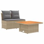 vidaXL 2 Pièce Canapé du milieu de jardin avec table relevable