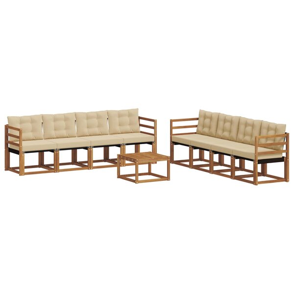 vidaXL Ensemble de canapés d'extérieur 9 pc Naturel et Beige