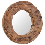 vidaXL Miroir décoratif Teck 60 cm Rond