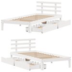 vidaXL Cadre de lit avec tiroirs sans matelas blanc 90x200 cm