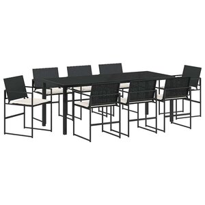 vidaXL Ensemble de salle à manger pour jardin 9 Pièces Noir et Crème