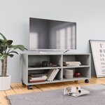 vidaXL Meuble TV avec roulettes Gris béton 90x35x35 cm Bois ingénierie