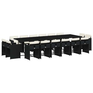vidaXL Ensemble à manger de jardin 17 Pièces coussins noir résine tressée