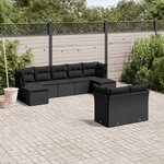 vidaXL Salon de jardin 9 Pièces avec coussins noir résine tressée