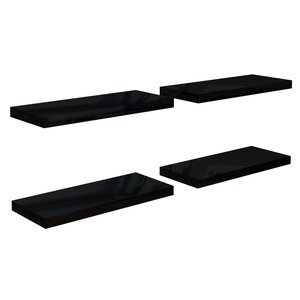 vidaXL Étagère murale flottante 4 Pièces Noir brillant 60x23 5x3 8 cm MDF