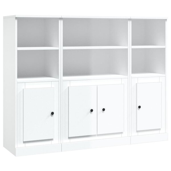 vidaXL Buffets 3 Pièces blanc brillant bois d'ingénierie