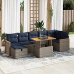 vidaXL Salon de jardin 8Pièces avec coussins marron résine tressée acacia
