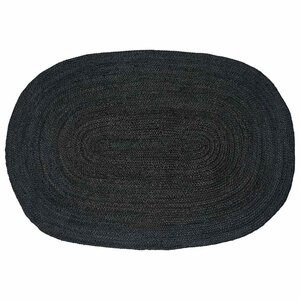 vidaXL Tapis de surface ovale Noir 122 x 183 cm Jute