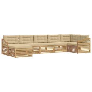 vidaXL Ensemble de canapés d'extérieur 7 pc Blanc et Beige