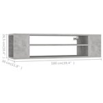 vidaXL Meuble TV suspendu Gris béton 100x30x26 5 cm Aggloméré
