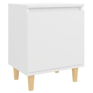 vidaXL Table de chevet avec pieds en bois massif Blanc 40x30x50 cm