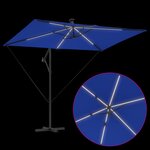 vidaXL Parasol banane à mât déporté Bleu 294 x 200 x 254 cm