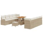 vidaXL Ensemble de canapé de jardin 11 Pièces Beige Poly rotin