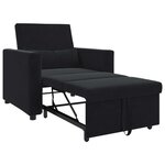 vidaXL Canapé-lit escamotable simple Noir 90 x 165 x 87 cm Velours
