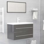 vidaXL Ensemble de meubles de bain 2 Pièces Gris brillant Aggloméré