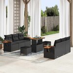 vidaXL Ensemble de canapé de jardin 9 Pièces Noir polyrotin