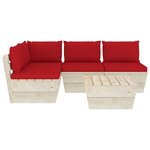 Salon de jardin meuble d'extérieur ensemble de mobilier palette 5 pièces avec coussins épicéa imprégné 02_0018407