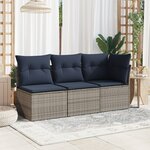 vidaXL Canapé d'angle de jardin avec coussins gris résine tressée