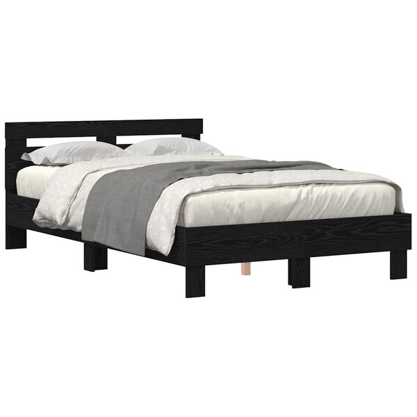 vidaXL Cadre de lit avec LED Chêne noir 120 x 190 cm Bois d'ingénierie