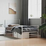 vidaXL Cadre de lit métal sans matelas avec pied de lit blanc 80x200cm