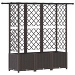 vidaXL Lit Élevé avec Treillis et Toit Marron 163 5 x 40 x 138 cm PP
