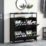 vidaXL Armoire à Chaussures avec stockage Chêne noir 100 x 34 x 112 cm