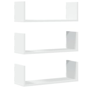 vidaXL Étagères murales 3 Pièces blanc 58x18x18 cm bois d'ingénierie