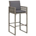vidaXL Tabourets de bar jardin coussins lot de 2 gris résine tressée