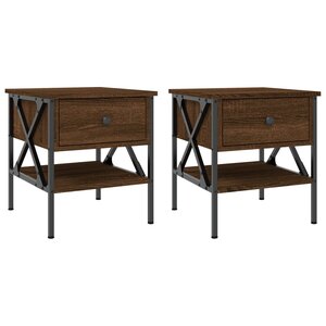 vidaXL Tables de chevet 2 Pièces chêne marron 40x42x45 cm bois ingénierie