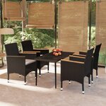 vidaXL Ensemble à manger de jardin avec coussins 5 Pièces Noir