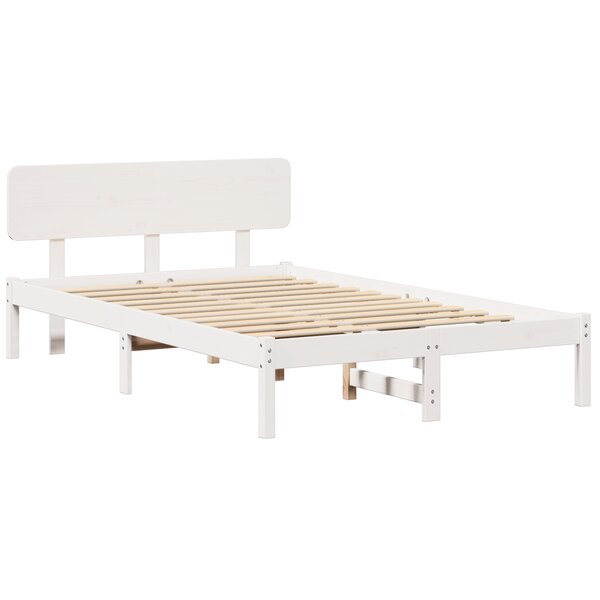 vidaXL Cadre de Lit avec Headboard Blanc 120x190 cm Bois de pin massif
